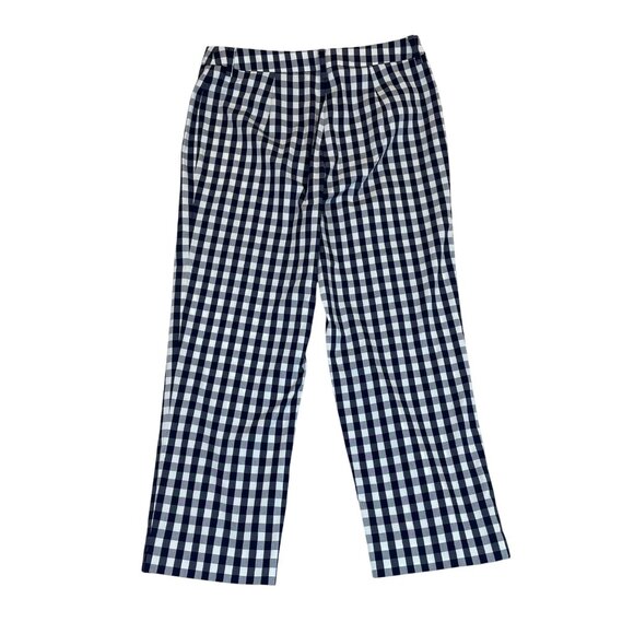 Jones New York Womens Navy & White Stretch Gingham Check Straight-Leg Pants Size - Picture 2 of 6